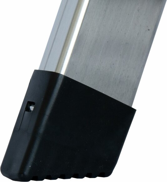 Стремянка односторонняя CORDA, особенности продукта: нескользящие опорные насадки боковин для надежной установки Стремянка односторонняя CORDA, особенности продукта: нескользящие опорные насадки боковин для надежной установки