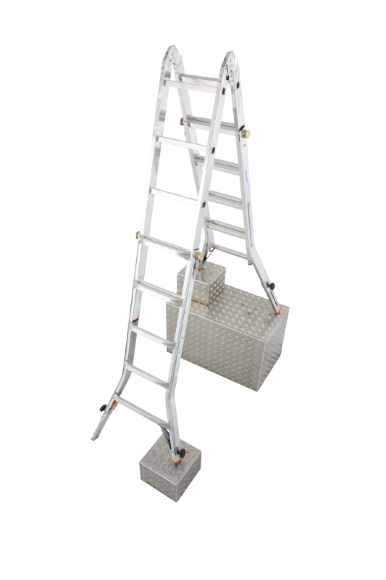 Шарнирная телескопическая лестница с выдвижными боковинами TELEVARIO 4х5